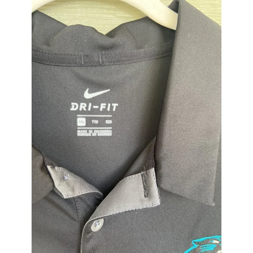 Nike Mens Carolina Panthers Dri-Fit Short Sleeve Polo Black Grey Size XXL